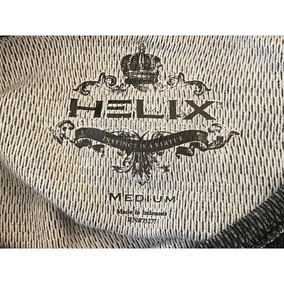 HELIX Men's M Thermal Shirt Gray Black Raw Hems Grunge Y2K Goth Skater MMA Crew - Picture 7 of 7